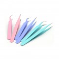 2종 컬러 정밀 핀셋 세트 색상랜덤 공작용 다용도 집게 일자형 커브형 탑꾸 다꾸 비즈 공예